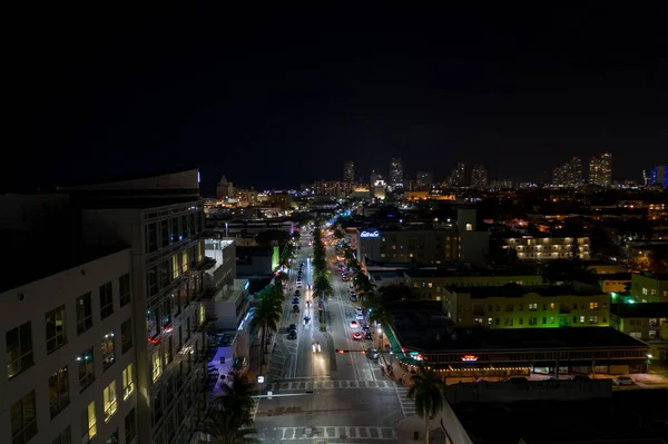 Washington Avenue Miami Beach Night Photo — Stock Photo, Image