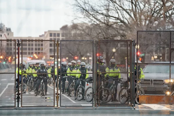 Washington Eua Janeiro 2021 Polícia Bicicleta Washington Prepara Para Proteger — Fotografia de Stock