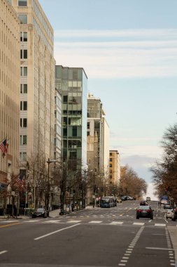 Washington DC, ABD - 17 Ocak 2021: Washington DC bisiklet yolu manzaralı