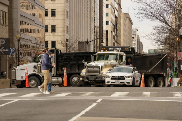 ワシントンDc 2021年1月17日 ワシントンDc暴動防止に平和を保つ警察と軍隊 — ストック写真