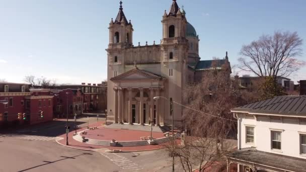 Cinematic Aerial Video Cathedral Sacred Heart Richmond Usa — Stock Video