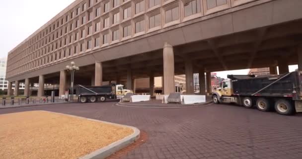 Caminhões Basculantes Washington Bloqueiam Estradas Para Prevenir Tumultos Protestos Durante — Vídeo de Stock