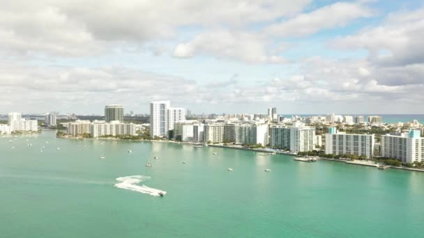 Passeio Barco Velocidade Miami Beach — Vídeo de Stock