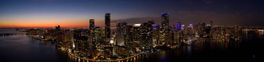 Hava Alacakaranlık Gecesi Panorama Miami Brickell