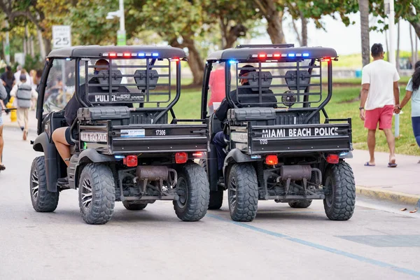 Miami Beach Estados Unidos Enero 2021 Policía Miami Beach Patrulla — Foto de Stock