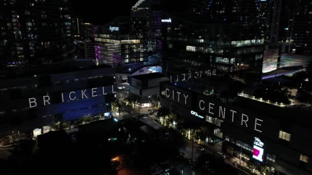Statische Nacht Luftbild Brickell City Centre Mischnutzung Entwicklung Miami Dade — Stockvideo