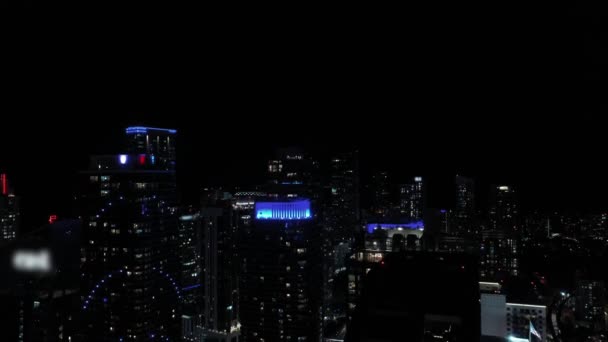 Downtown Miami Brickell Drone Discesa Video Loghi Offuscati — Video Stock