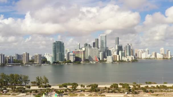 Pull Out Shot Miami Brickell Aerial — Stock Video