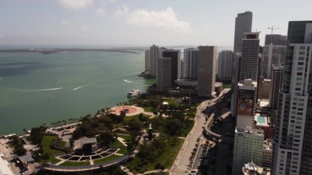Wideo Lotnicze Miami Bayfront Park Około 2021 Roku — Wideo stockowe