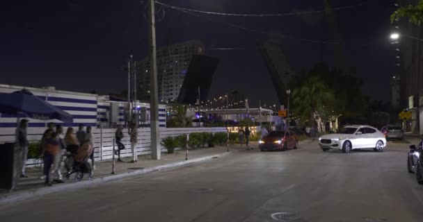 Night Motion Video Wharf Miami Υπαίθριο Special Event Space Night — Αρχείο Βίντεο