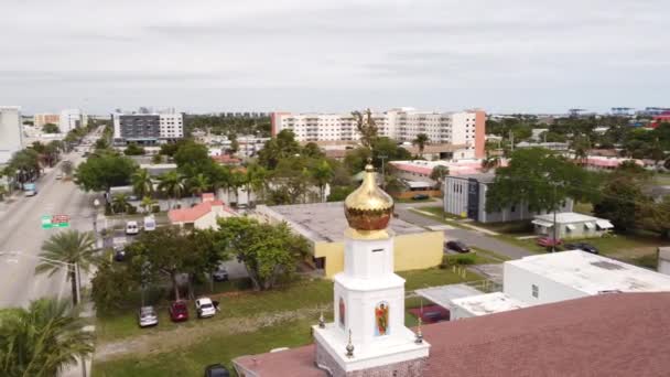 Catedral Santa Matrona Iglesia Ortodoxa Rusa Dania Beach Antena Drone — Vídeos de Stock