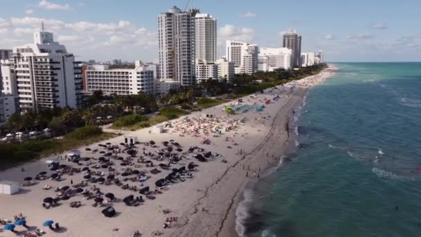 Miami Beach Fully Crowded Covid Coronavirus Pandemic 2021 — Stock Video
