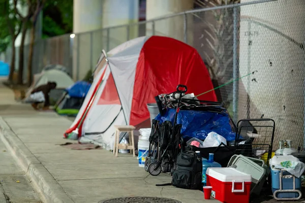 Homeless People Camping Downtown Miami Florida Usa 2Nd Street — Stock Photo, Image