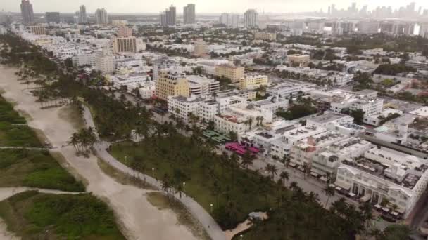 Aerial Miami Beach Ocean Drive Березень Весняний Прорив 2021 — стокове відео