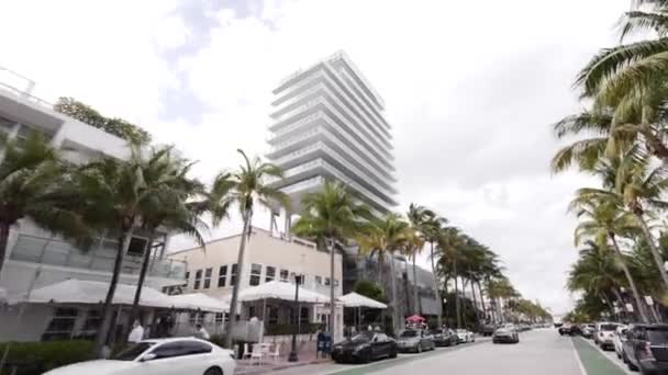 Rörelse Video Glas South Beach Modern Arkitektur — Stockvideo