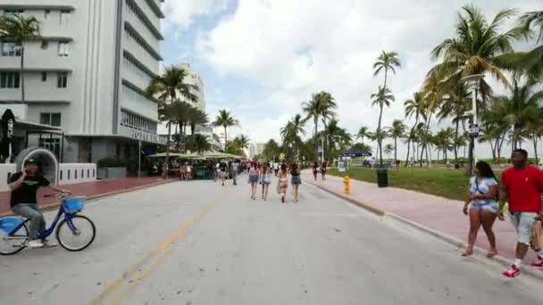 Jarní Prázdniny Miami Beach Záběr Gimbal Stabilizované Kamery 60Fps — Stock video