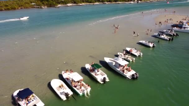 Indian River Jupiter Florida Barra Areia Com Pessoas Barcos Fim — Vídeo de Stock
