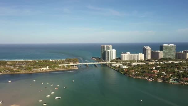 Luchtvaart Miami Bal Haulover Inlaat Zandbank — Stockvideo