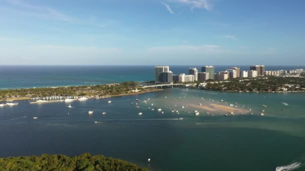 Vacker Antenn Miami Biscayne Bal Harbour Scen — Stockvideo