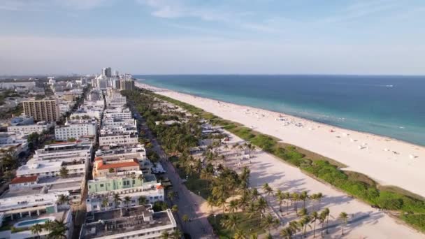 Туристи Ходять Океанському Диску Маямі Біч Повітряними Кадрами — стокове відео