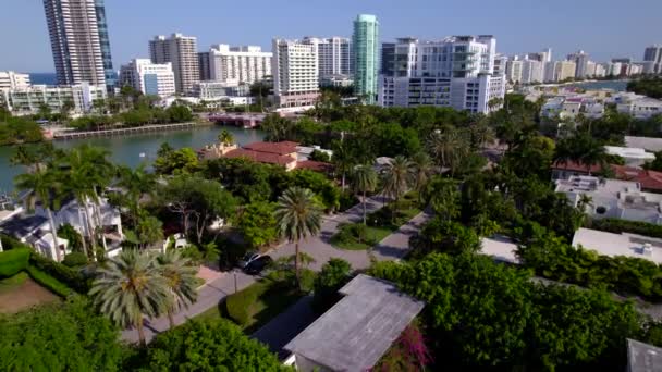Légi Felvétel Luxus Vízparti Házak Miami Beach Allison Island — Stock videók