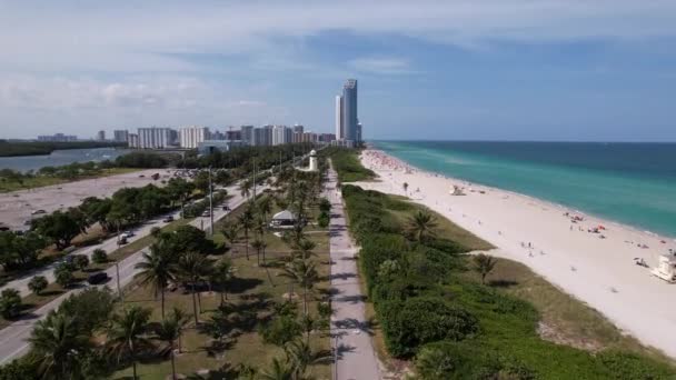 Letecké Video Miami Beach Mořské Duny Klip — Stock video
