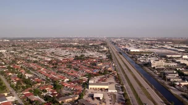 Aerial Video Residential Neighborhoods Hialeah Gardens Miami Florida — Stock Video