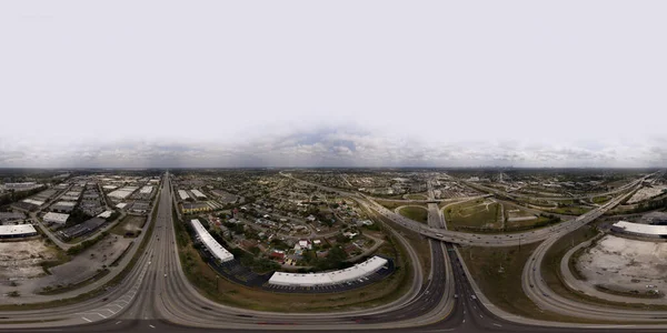 Luchtfoto 360 Rechthoekig Bolvormig Miami Gouden Glades Uitwisseling — Stockfoto