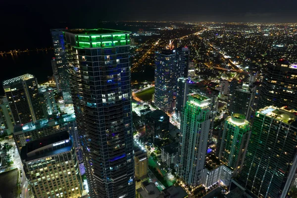 Luchtfoto Drone Panorama Tower Hoogste Brickell Miami Usa — Stockfoto