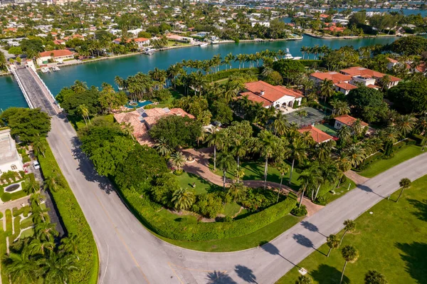 Miami Beach Usa Maj 2021 Flygfoto Ett Lyxigt Hus Gorce — Stockfoto