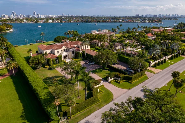 Miami Beach Usa Maj 2021 Flygfoto Ett Lyxigt Hus Gorce — Stockfoto