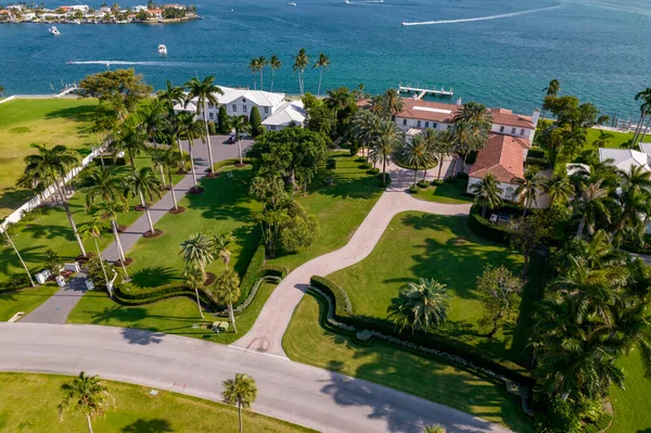Miami Beach Usa Května 2021 Letecká Fotografie Luxusního Domu Ostrově — Stock fotografie