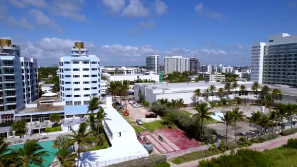 Luchtfoto Miami Beach Scene 67Th Street Collins Avenue — Stockvideo
