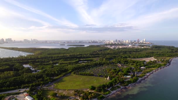 Virginia Key Miami Florida Vliegtuig Drone Schot — Stockvideo