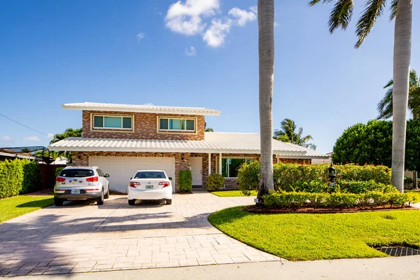 Pompano Beach Usa Maio 2021 Casa Unifamiliar Pompano Beach Florida — Fotografia de Stock