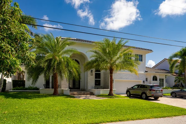 Delray Beach Usa Maj 2021 Enfamiljshus Tropic Isle Neighborhood Delray — Stockfoto