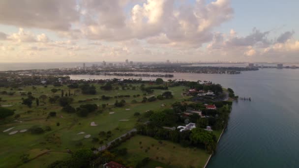 Luchtfoto Video Indian Creek Island Miami Beach Biscayne Bay — Stockvideo