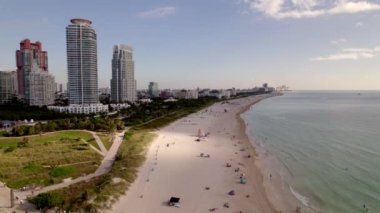  Miami Beach 'te sabah 5k hava görüntüsü.