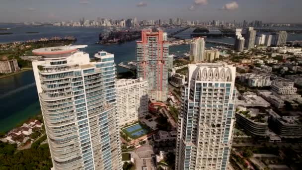 Condominios Miami Beach Aerial — Vídeo de stock