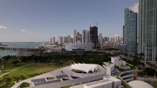 Légi Felvétel Maurice Ferre Park Downtown Miami — Stock videók