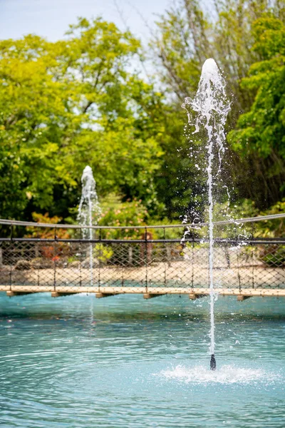 Florida Daki Bir Parkta Fıskiyeler Asma Köprü — Stok fotoğraf