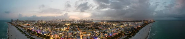 Coucher Soleil Panorama Miami Beach Vue Aérienne États Unis — Photo
