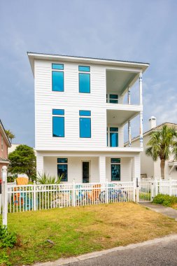 Seaside, FL, USA - June 12, 2021: Seaside Florida real estate used for vacation rentals airbnb vrbo clipart