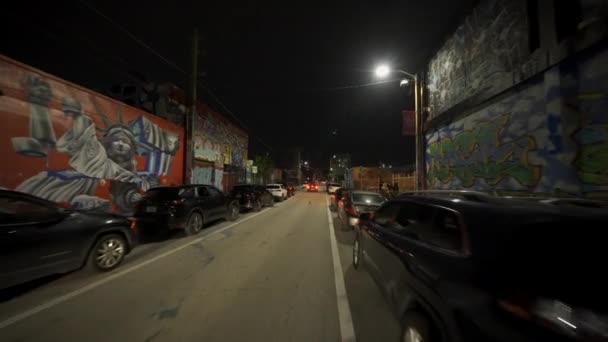 Miami Usa Juin 2021 Nuit Dans Les Rues Wynwood Miami — Video