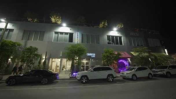 Natt Video Rörelse Wynwood Miami Företag Öppnar Sent — Stockvideo
