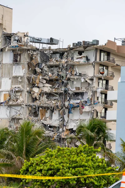 Surfside Estados Unidos Junio 2021 Escena Del Colapso Las Torres — Foto de Stock