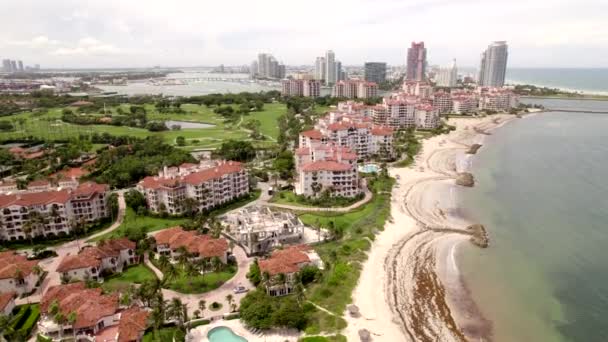 Miami Luxury Real Estate Fisher Island Tour Aerial — Stock Video