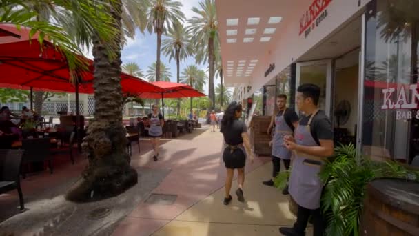 Miami Beach Usa Juni 2021 Slow Motion Video Restauranger Miami — Stockvideo
