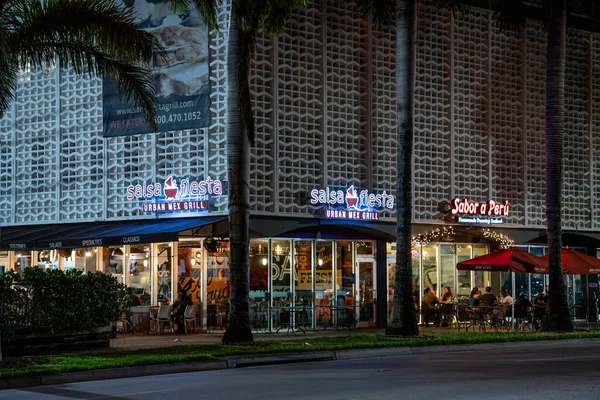 Nachtbild Von Restaurants Miami Biscayne Boulevard — Stockfoto