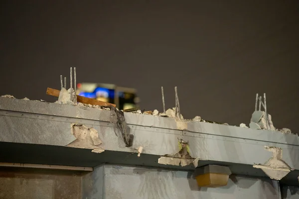 Night Photo Collapsed Building — Stock Photo, Image